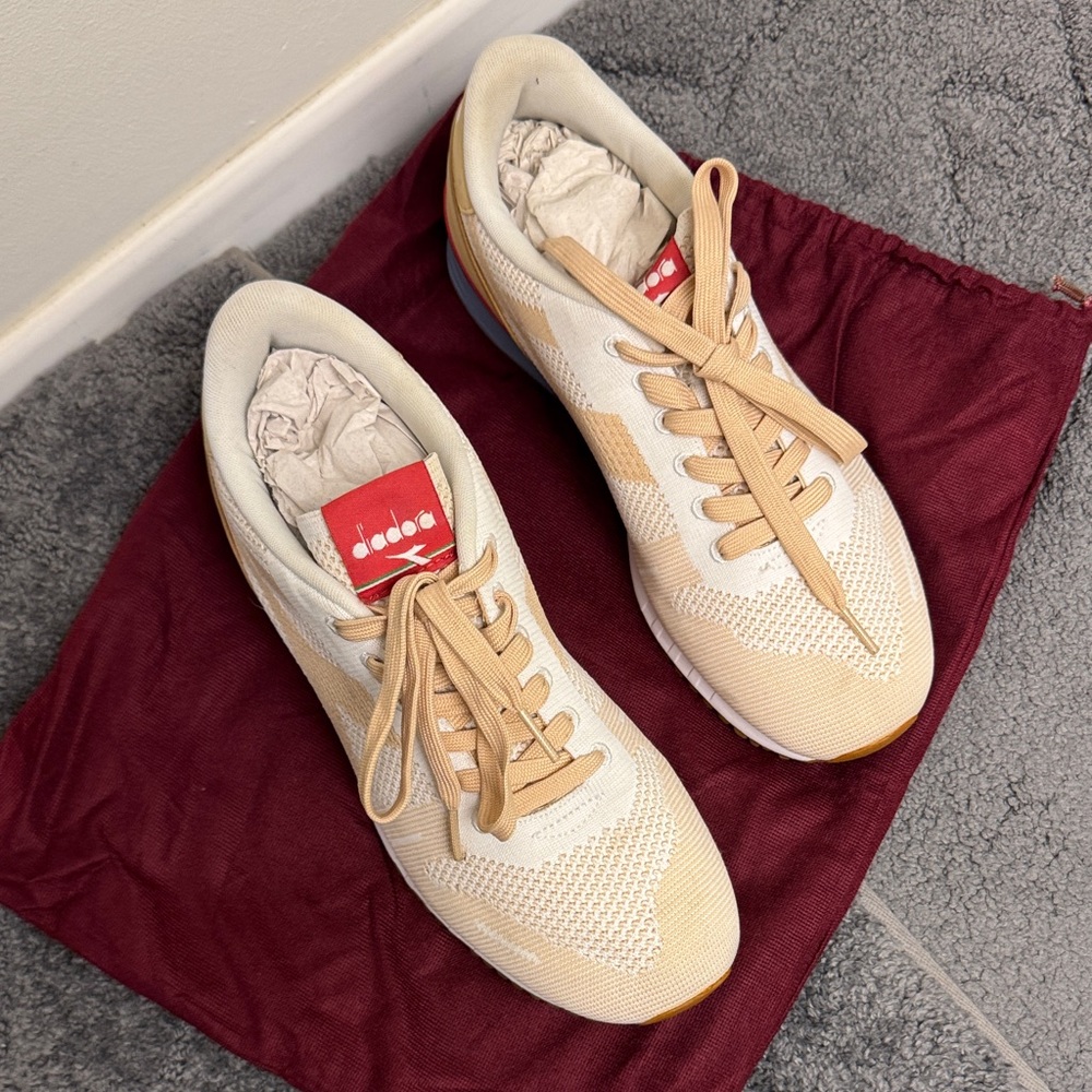Diadora Beige and Off-White Sneakers (used slightly )9.5